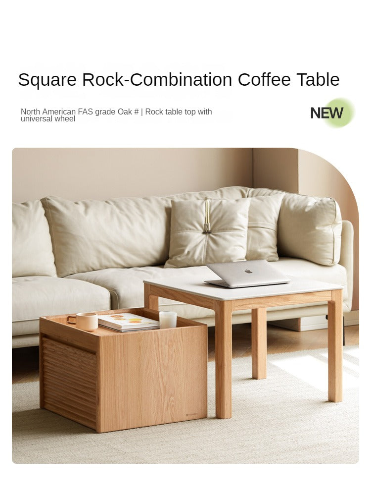 Black walnut, Oak, Beech Solid Wood Rock Plate Combination Coffee Table