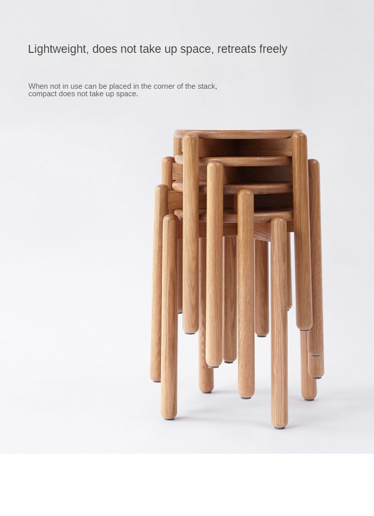 Black Walnut, Ash, Oak, Beech, Cherry Solid Wood, Solid RubberWood Stackable Small Stool