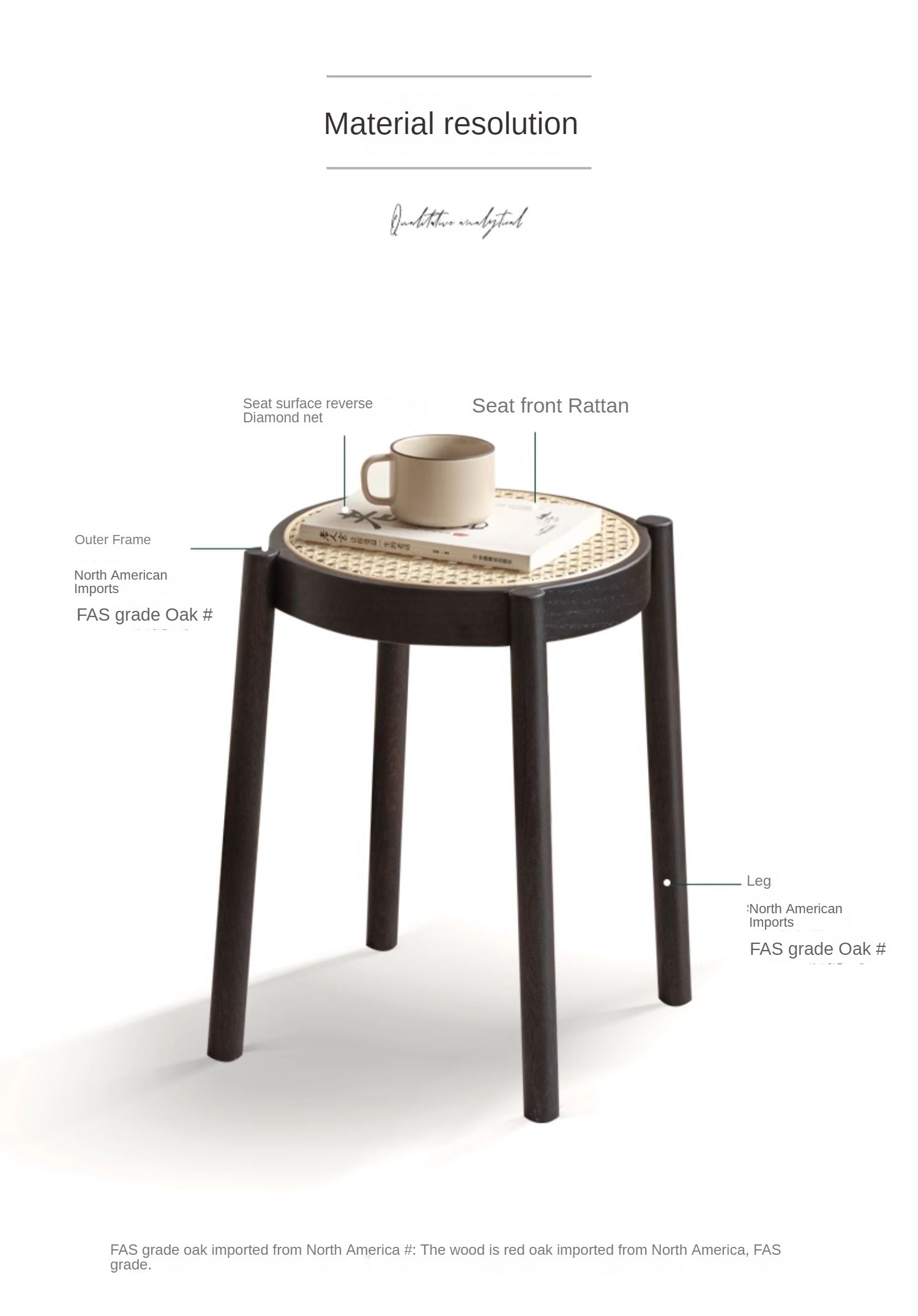Oak Round Solid Wood Stool