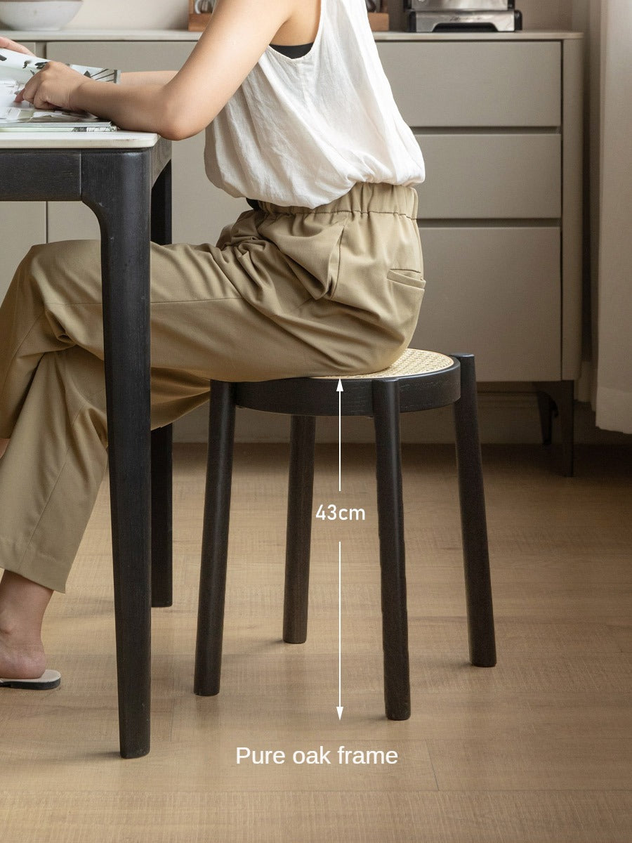 Oak Round Solid Wood Stool