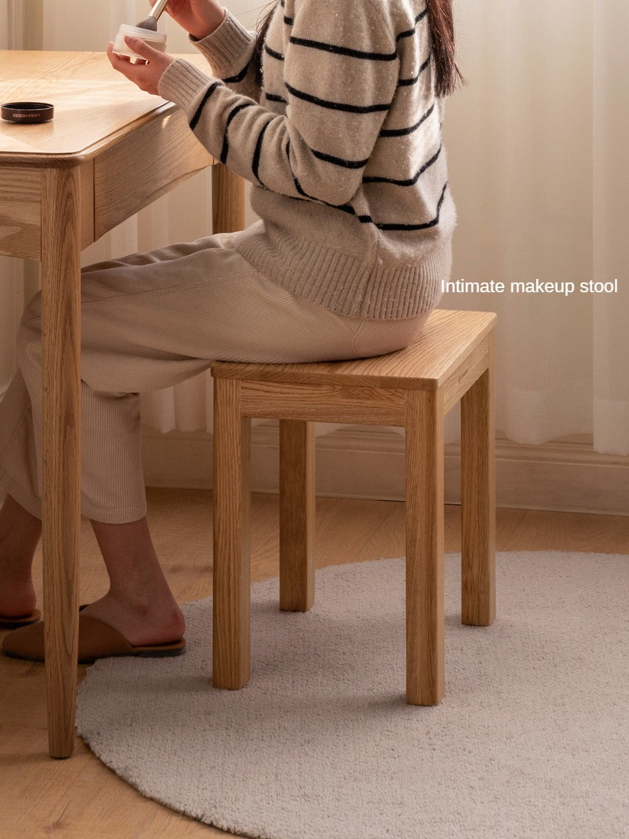 2 pcs Oak Solid Wood Stool