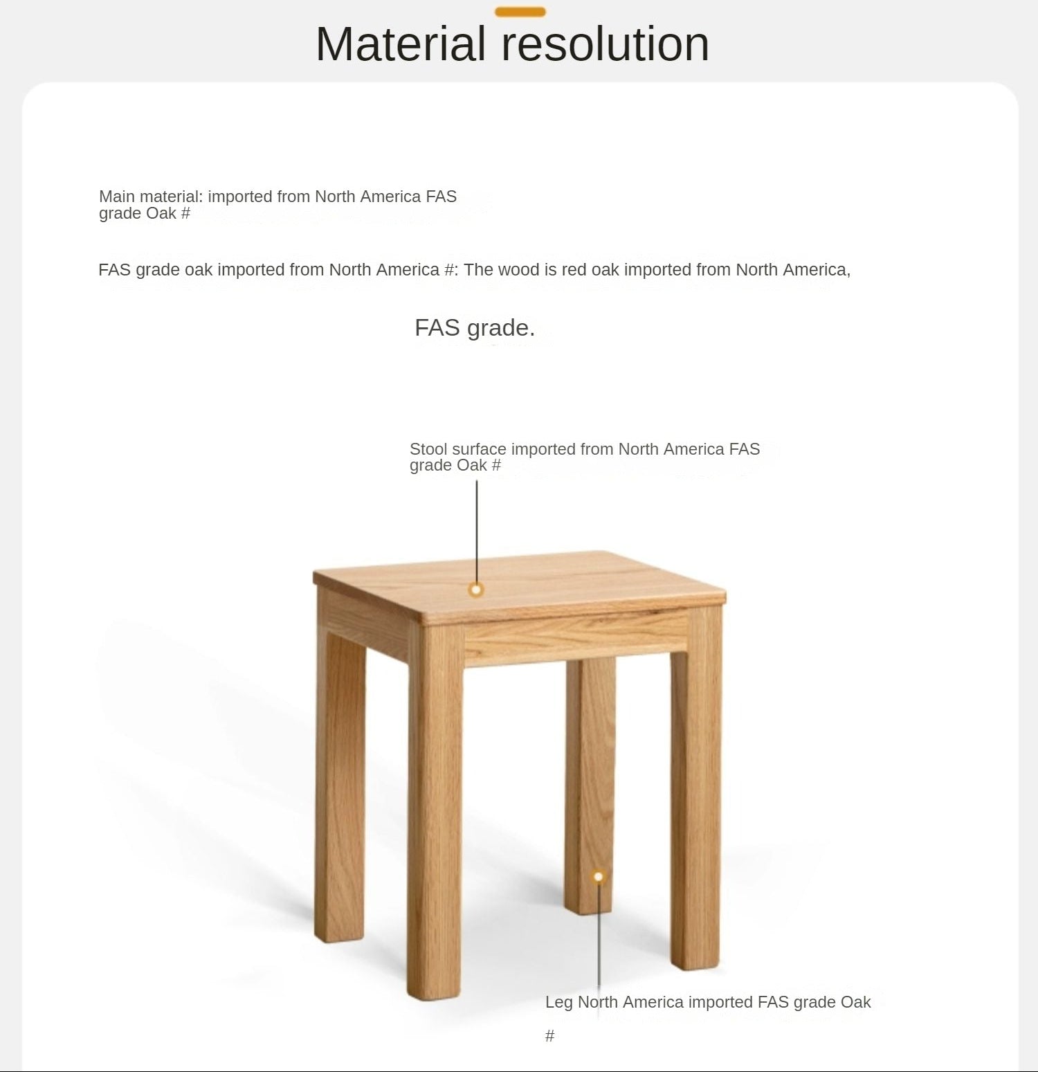 2 pcs Oak Solid Wood Stool