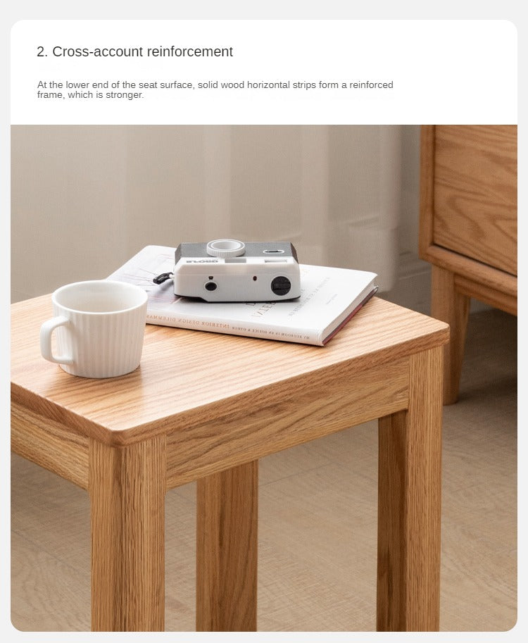 2 pcs Oak Solid Wood Stool