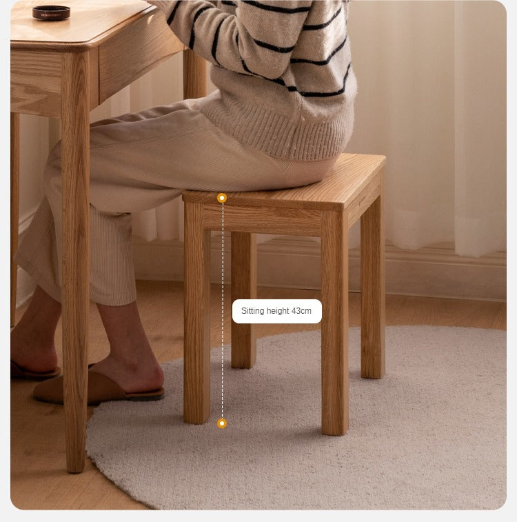 2 pcs Oak Solid Wood Stool