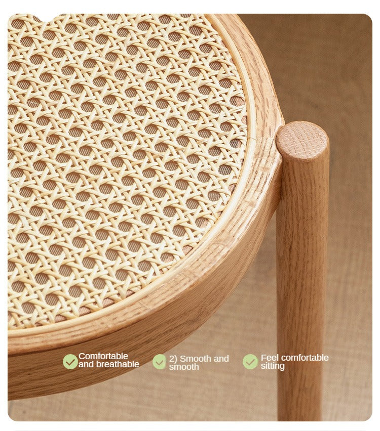 4pcs Oak Solid Wood Stool Rattan