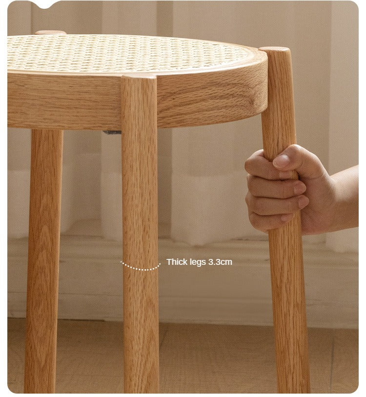 Stool Rattan Oak Solid Wood Can Be Stacked