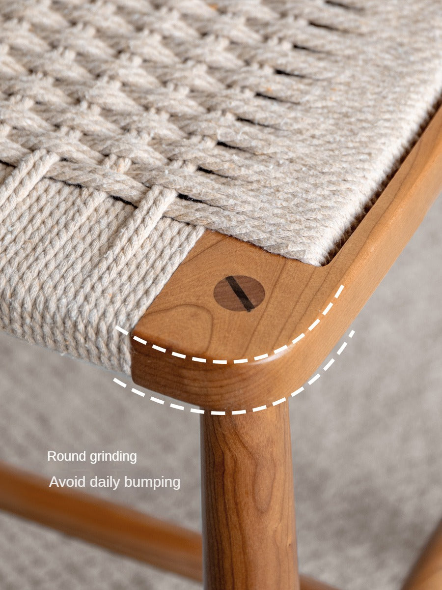 Cherry Solid Wood Rope Stool