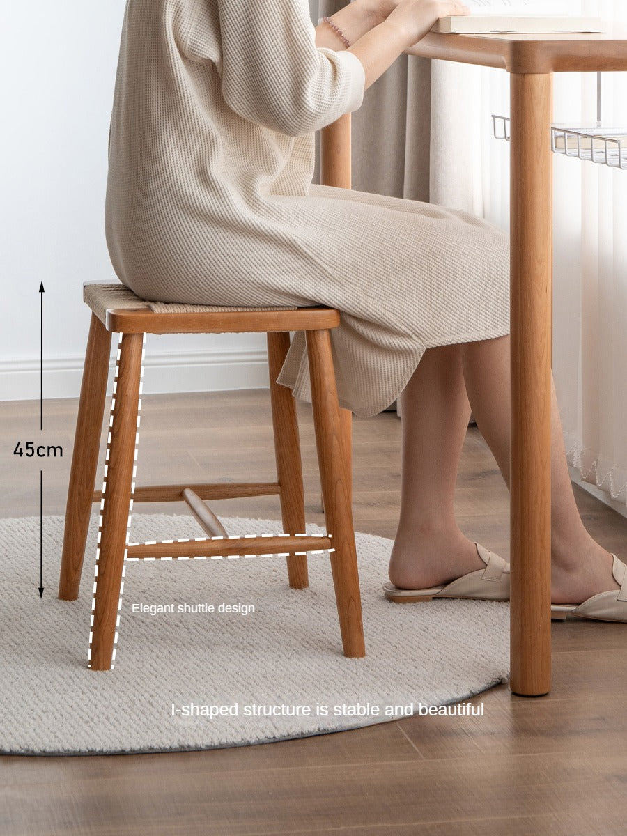 Cherry Solid Wood Rope Stool