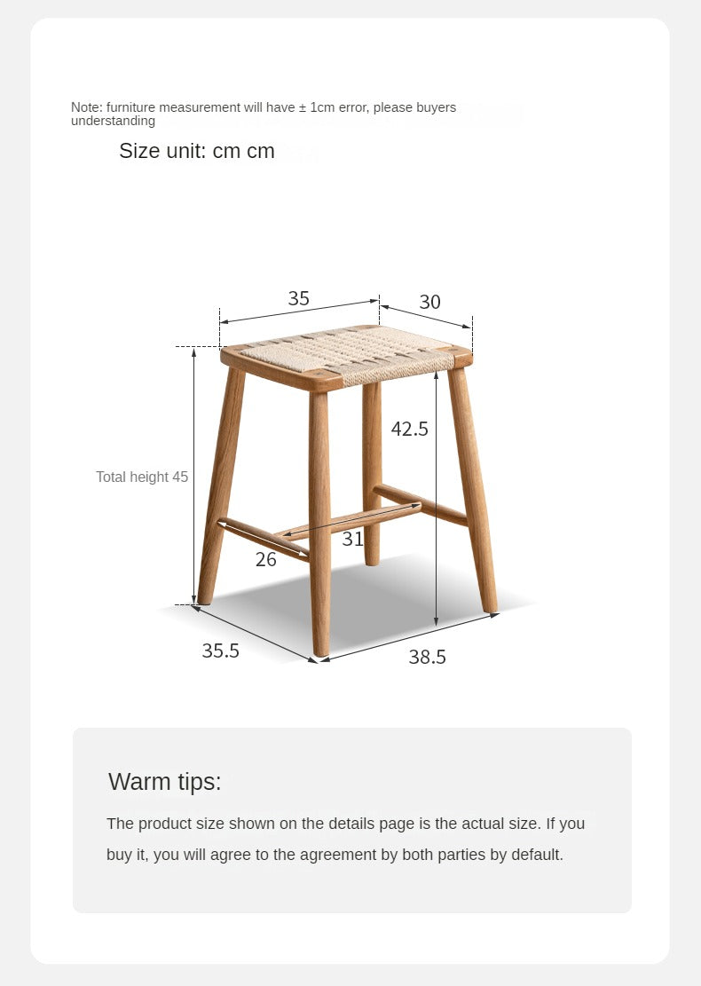 Cherry, Oak Solid Wood Rope Stool