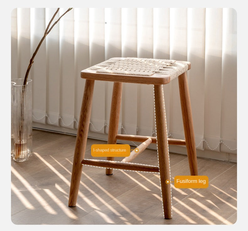 Cherry, Oak Solid Wood Rope Stool