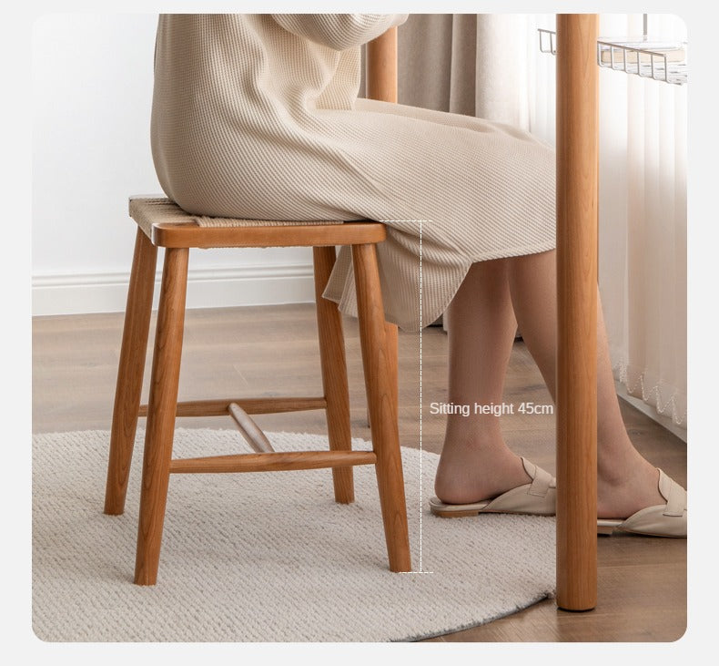 Cherry Solid Wood Rope Stool