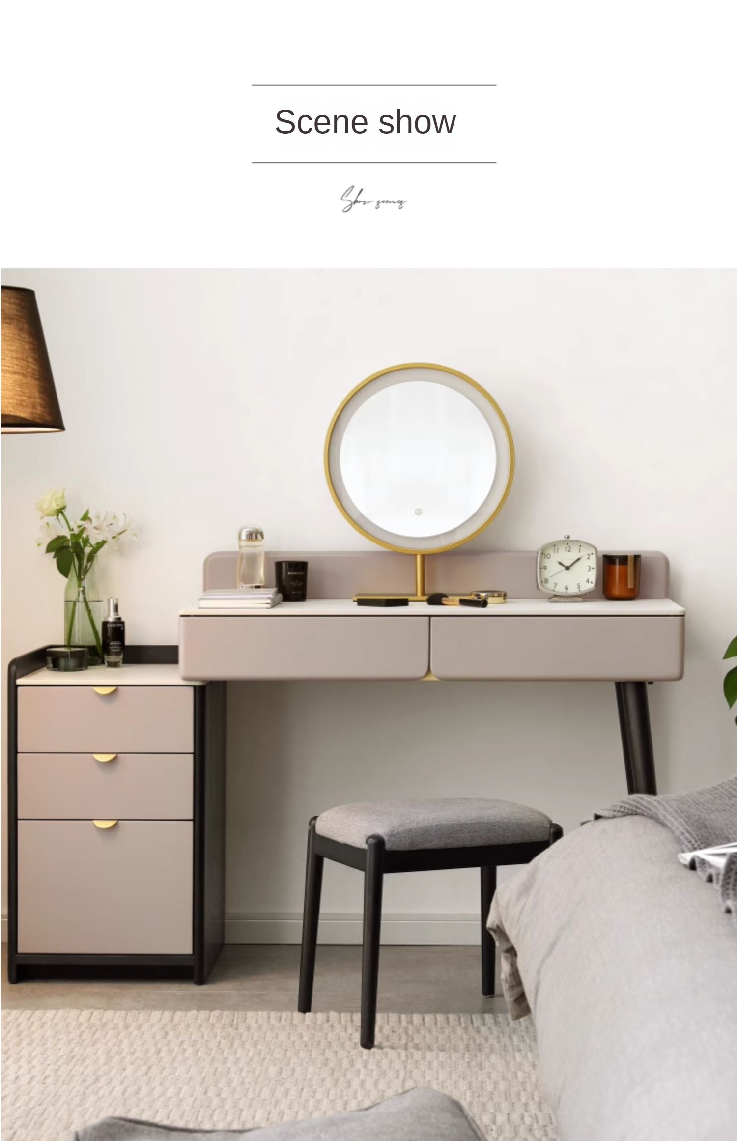 Oak, Birch Solid Wood Makeup Stool