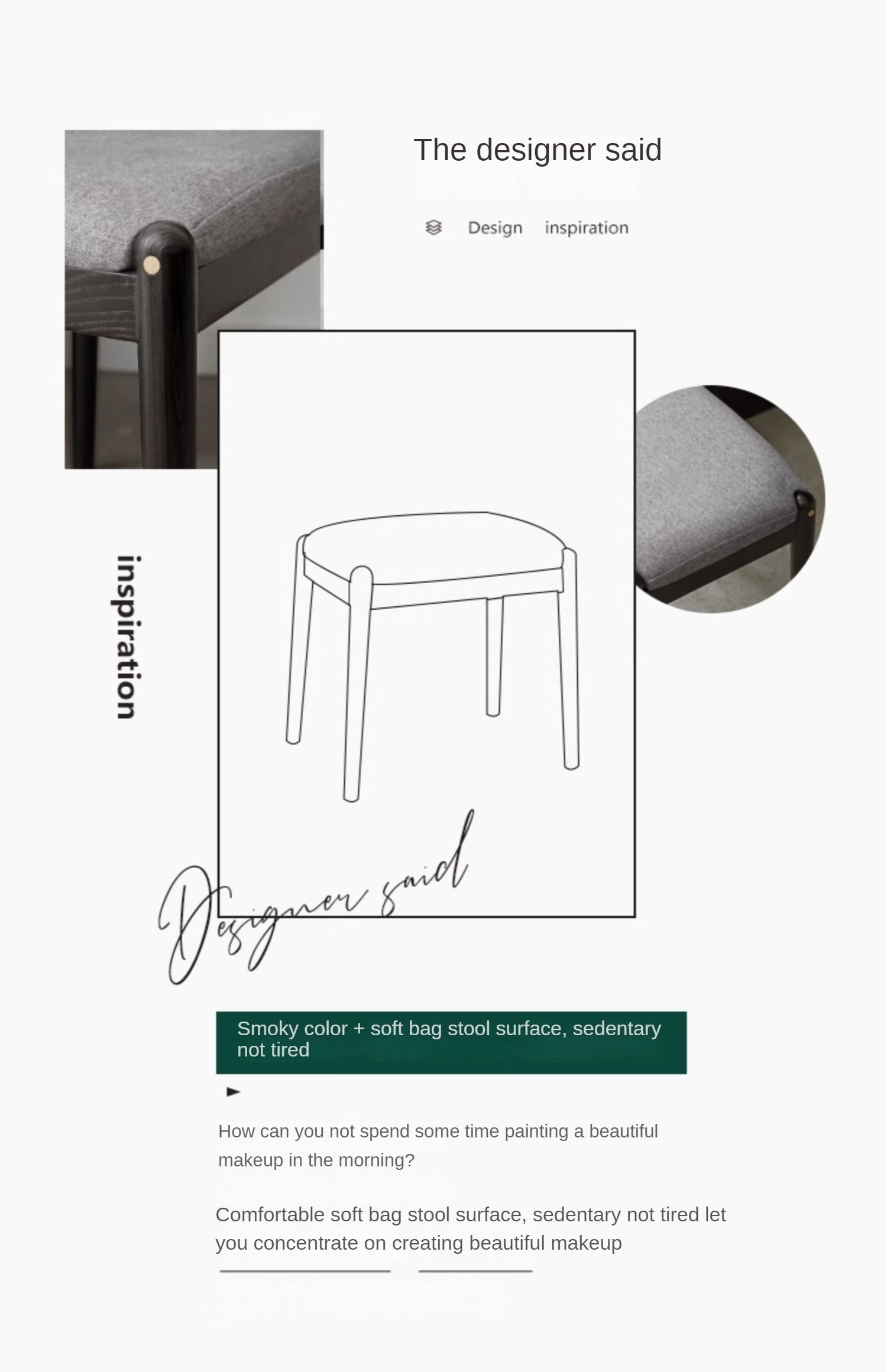 Oak, Birch Solid Wood Makeup Stool