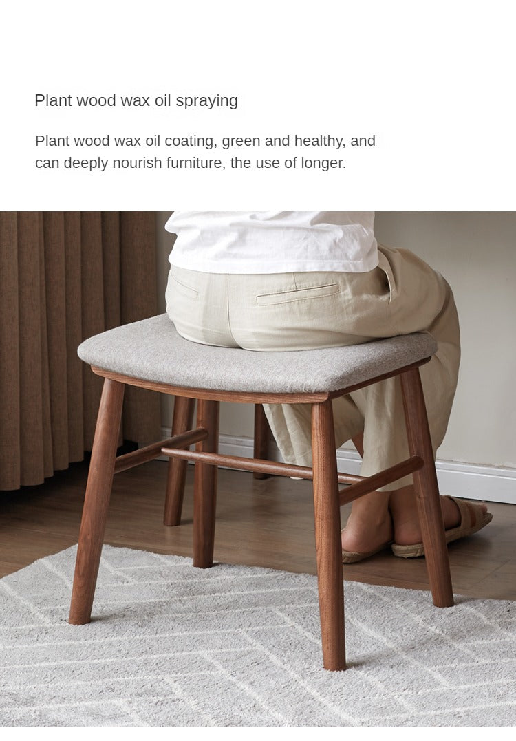 Black Walnut, Oak Solid Wood, Sandalwood Square Makeup Stool