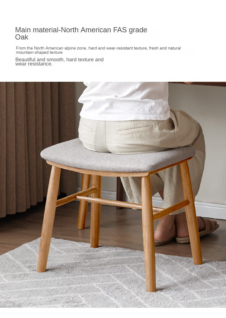 Black Walnut, Oak Solid Wood, Sandalwood Square Makeup Stool