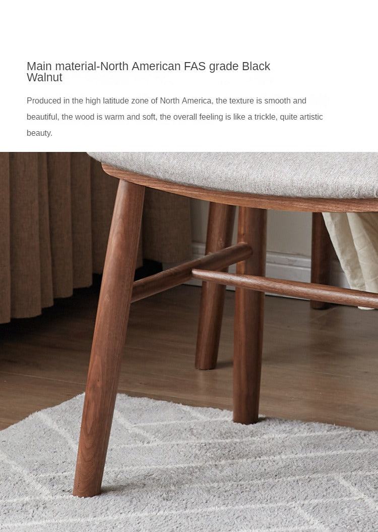 Black Walnut, Oak Solid Wood, Sandalwood Square Makeup Stool