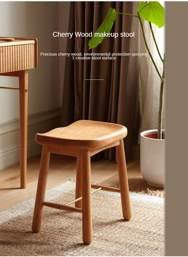Cherry, Oak Solid Wood Makeup Stool