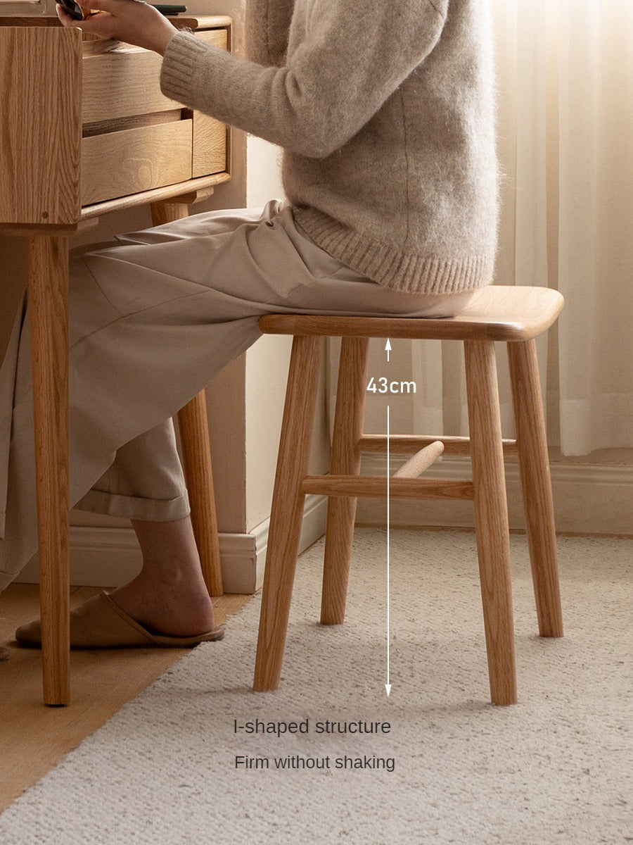 Black Walnut, Ash, Oak, Sandalwood Solid Wood Makeup Stool