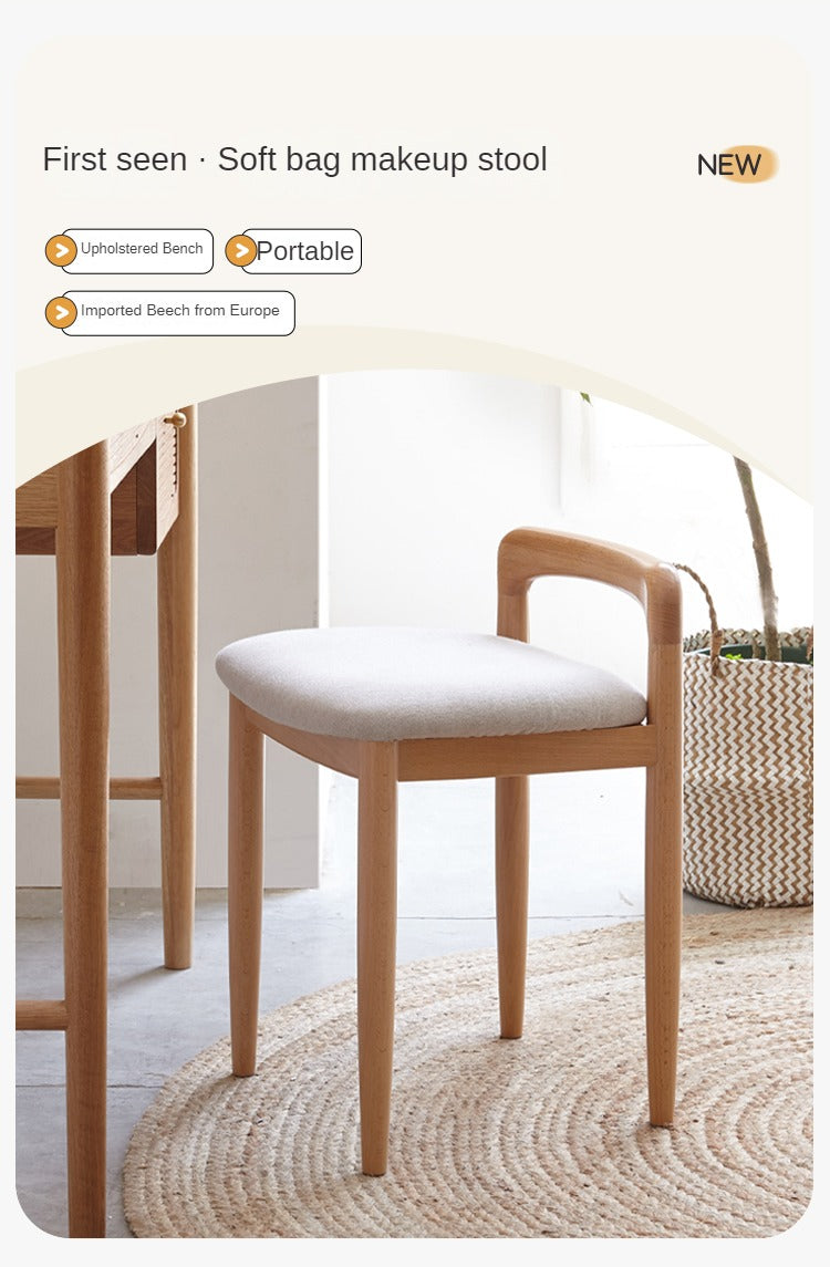 Beech solid wood makeup stool: