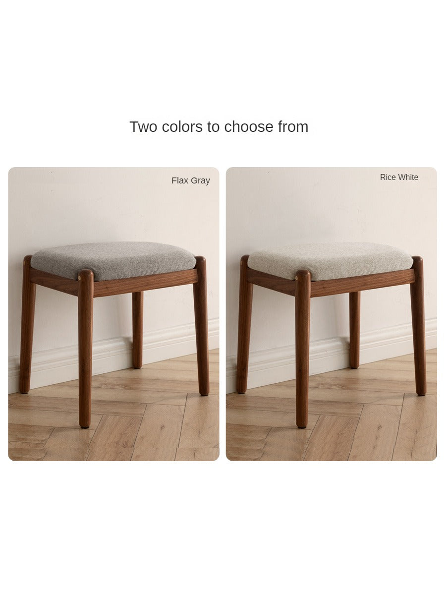 Black Walnut Solid Wood Square Makeup Stool