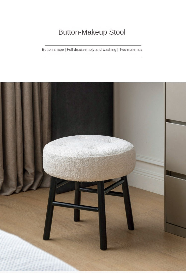 Oak Solid Wood Makeup Stool Imitation Sherpa