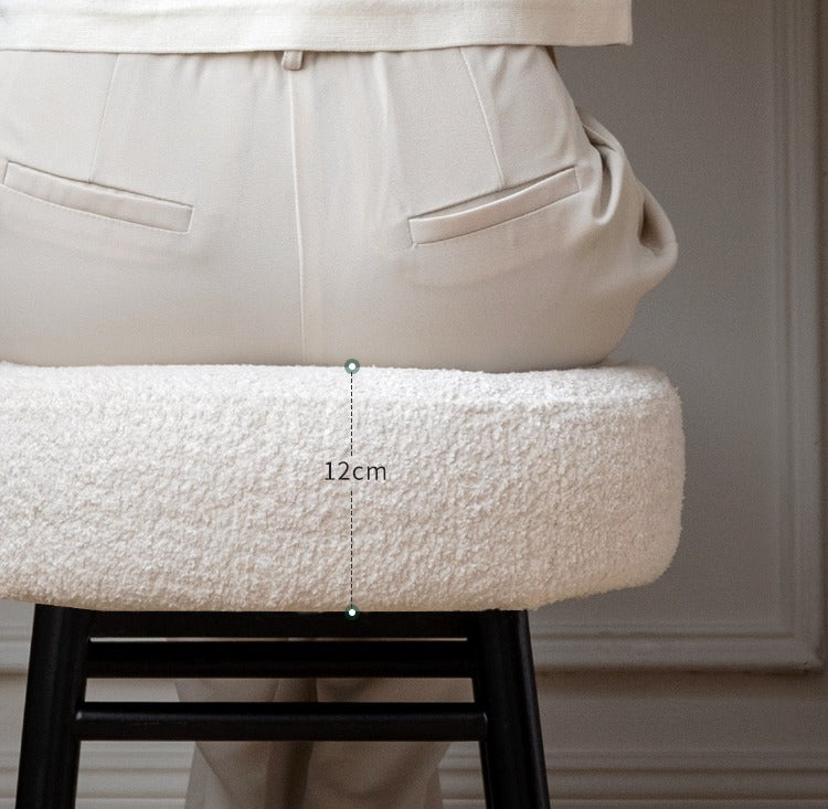 Oak Solid Wood Makeup Stool Imitation Sherpa