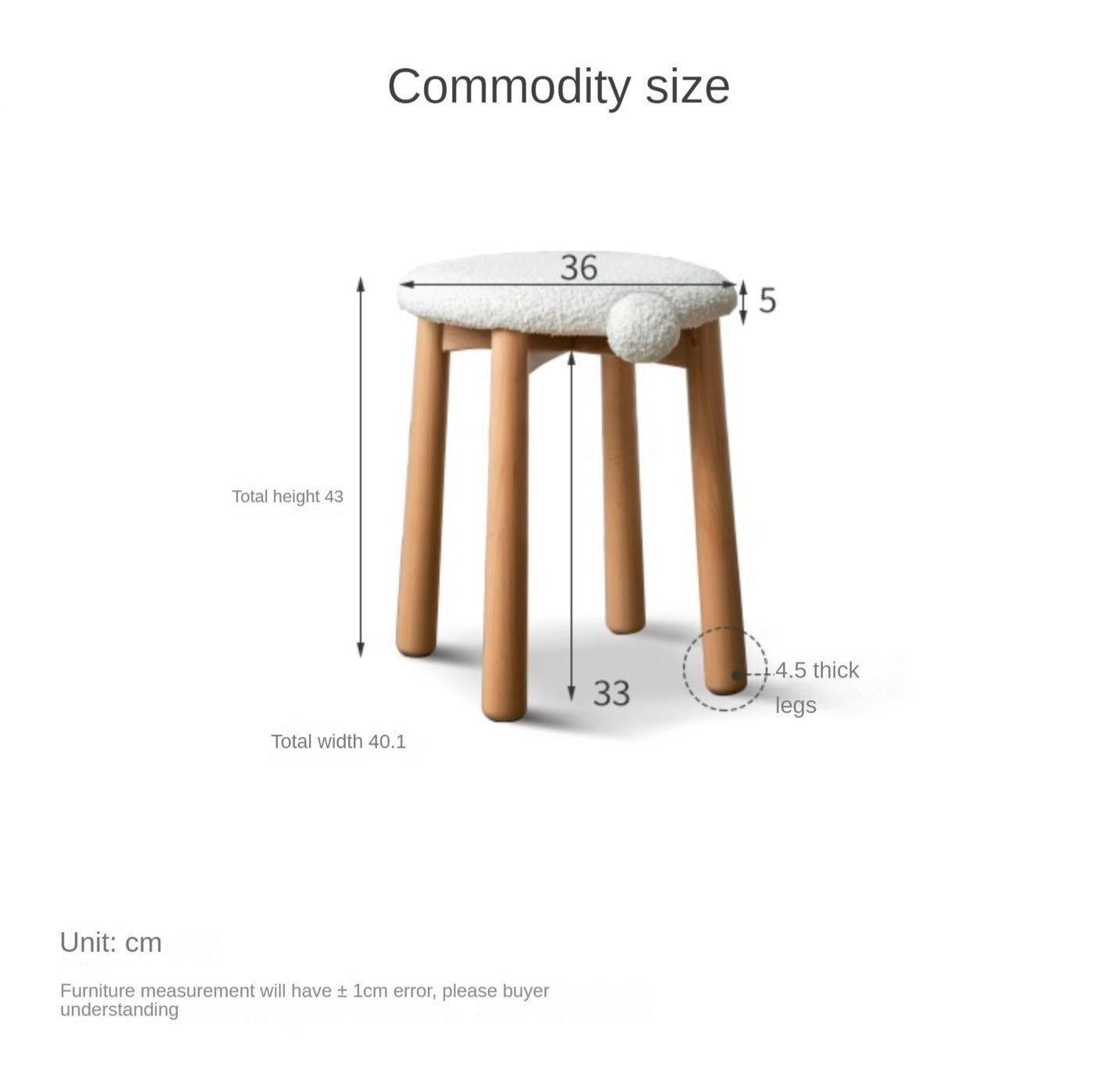 Bblack Walnut, Oak, Cherry, Beech, Sandalwood Solid Wood Makeup Stool