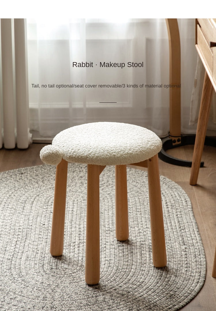 Bblack Walnut, Oak, Cherry, Beech, Sandalwood Solid Wood Makeup Stool