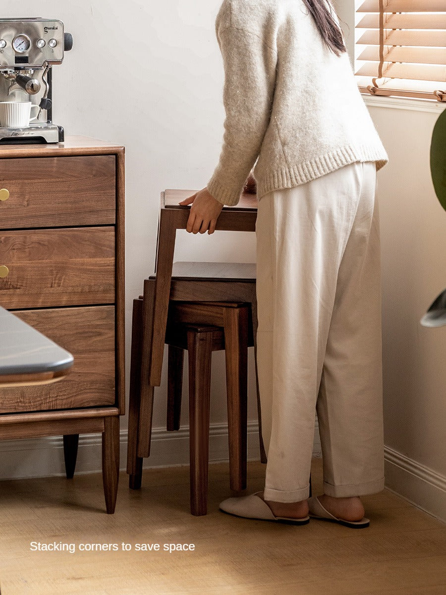 Black Walnut, Oak Solid Wood Foldable Modern Stool