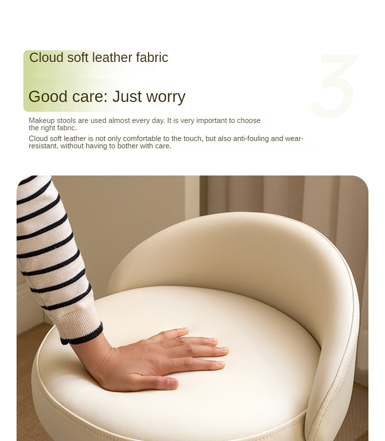 Makeup Stool 360° Free Rrotation Cream Style Birch Solid Wood