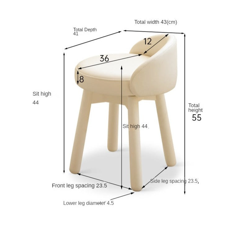 Makeup Stool 360° Free Rrotation Cream Style Birch Solid Wood