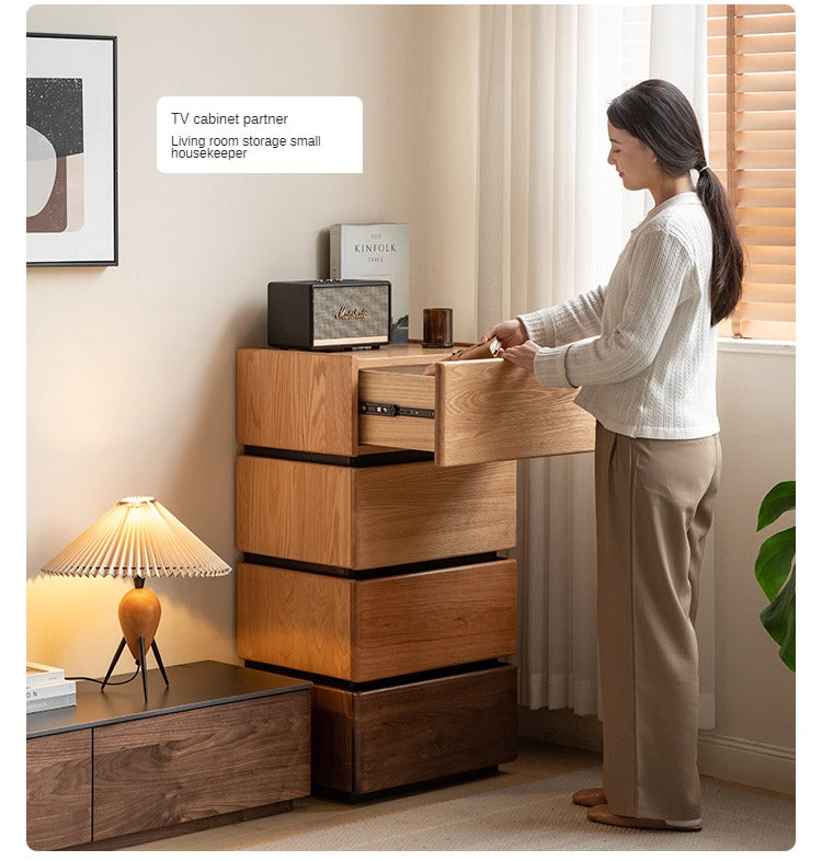 Black Walnut, Cherry, Oak Solid Wood Free Combination Storage Nightstand