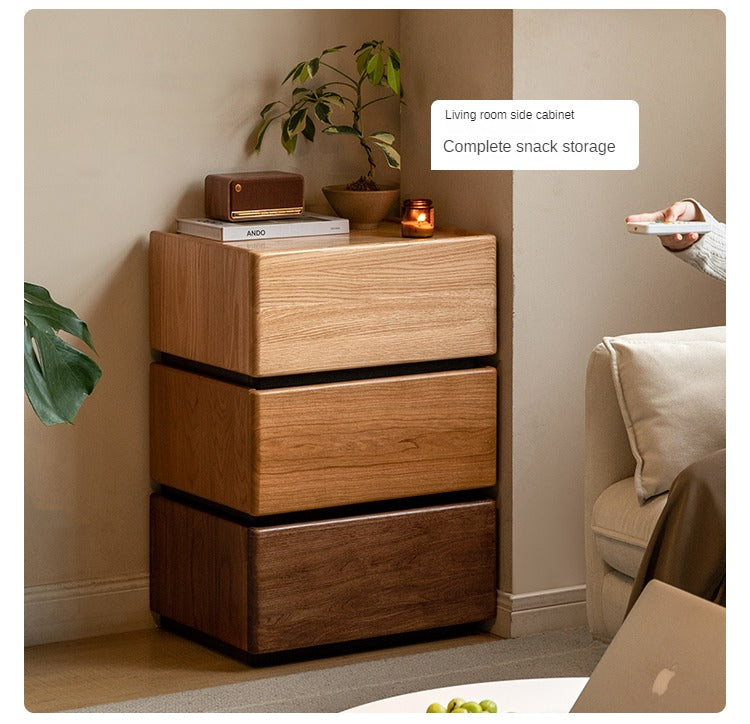 Black Walnut, Cherry, Oak Solid Wood Free Combination Storage Nightstand