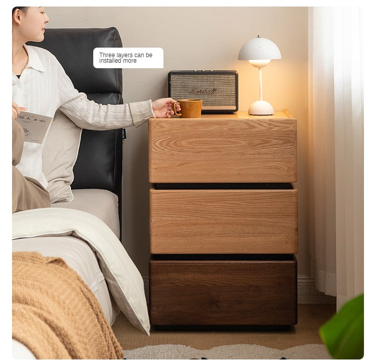 Black Walnut, Cherry, Oak Solid Wood Free Combination Storage Nightstand