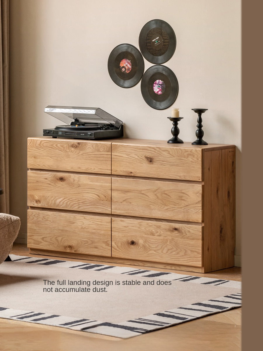 White Oak Solid Wood Wabi-Sabi Style Drawers Cabinet