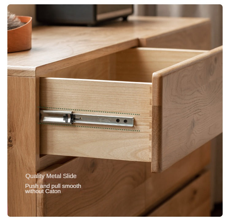 White Oak Solid Wood Wabi-Sabi Style Drawers Cabinet