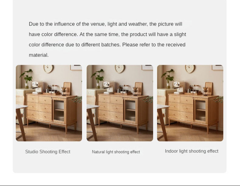 Oak Solid Wood Storage Cabinet with Doors