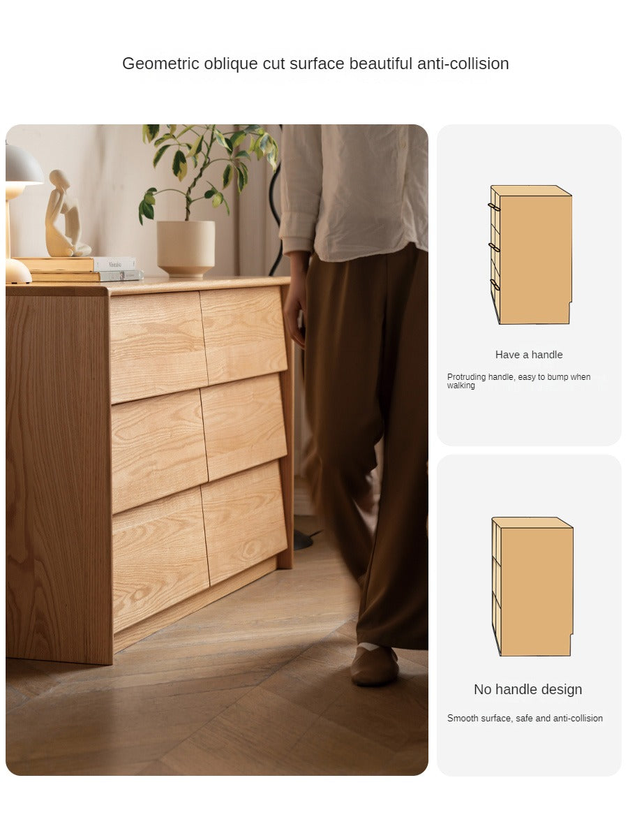 Ash, Oak Solid Wood Slanted Surface Chest of Drawers