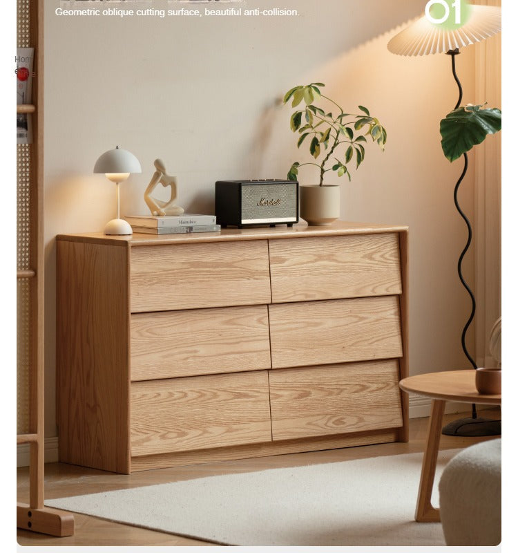 Ash, Oak Solid Wood Slanted Surface Chest of Drawers