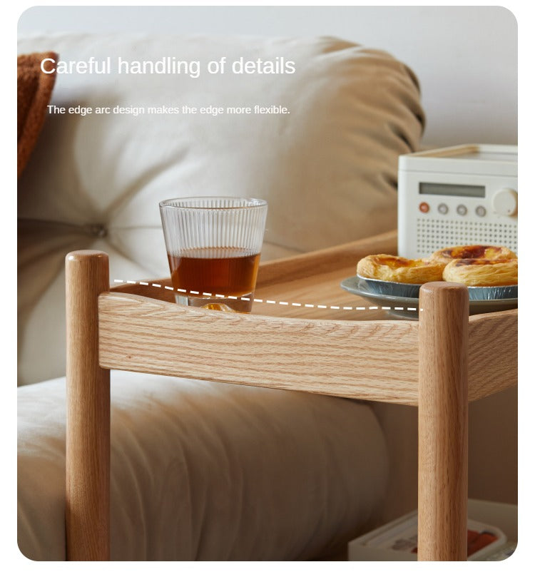 Oak Solid Wood Trolley Mobile Side Table