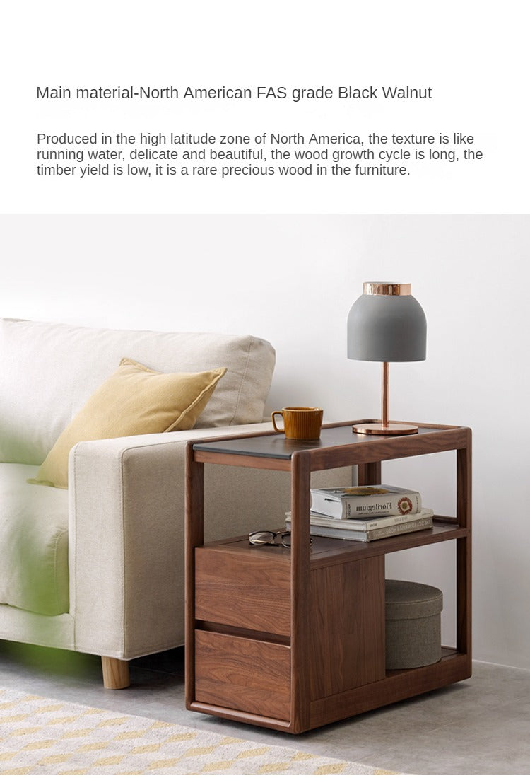 Black Walnut, Sandalwood With Slate Top Side Table