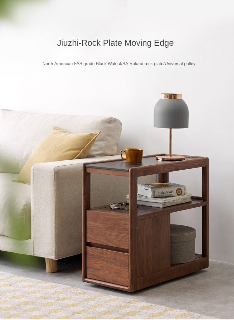 Black Walnut, Sandalwood With Slate Top Side Table