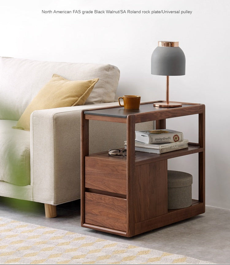 Black Walnut, Sandalwood With Slate Top Side Table