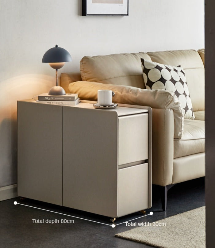 Poplar Solid Wood Side Table With Rock Slab Top