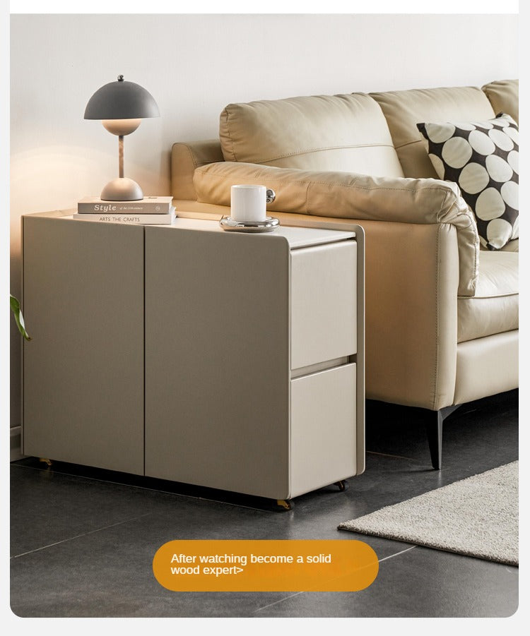 Poplar Solid Wood Side Table With Rock Slab Top