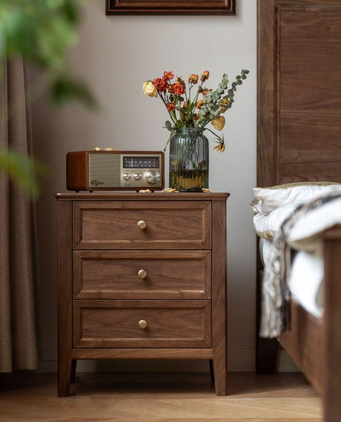 Black Walnut Solid Wood Nightstand.