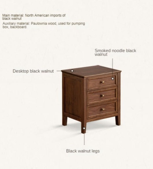 Black Walnut Solid Wood Nightstand.