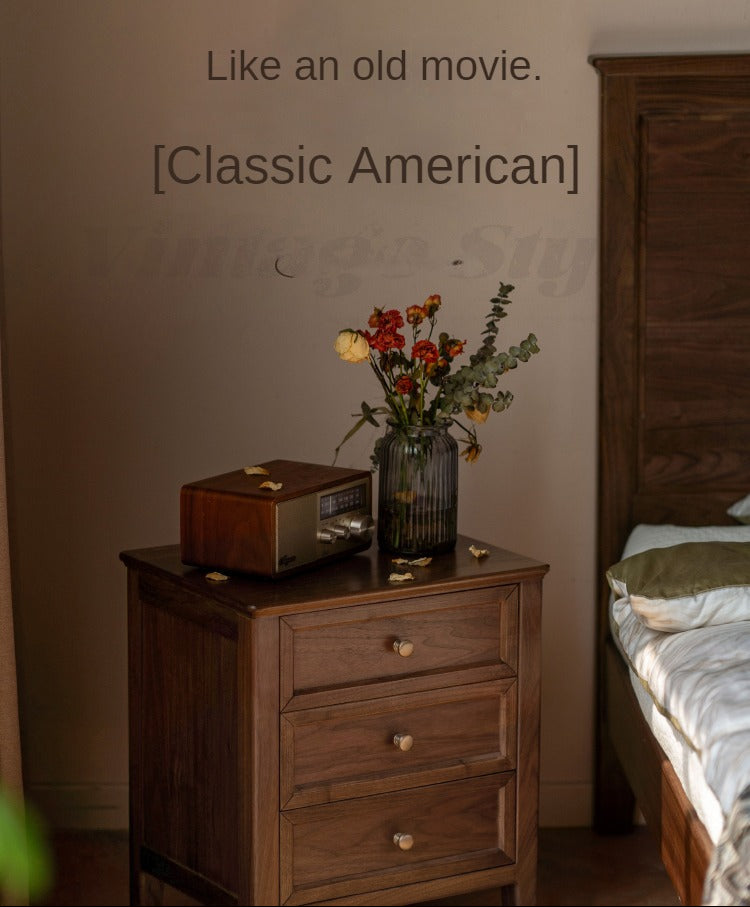 Black Walnut Solid Wood Nightstand.