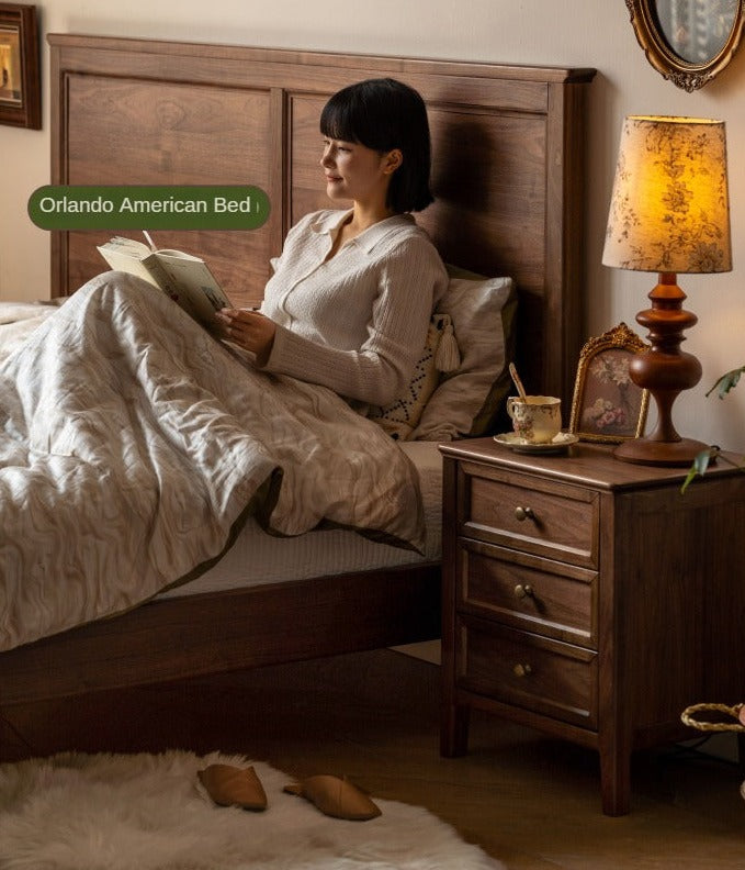 Black Walnut Solid Wood Nightstand.