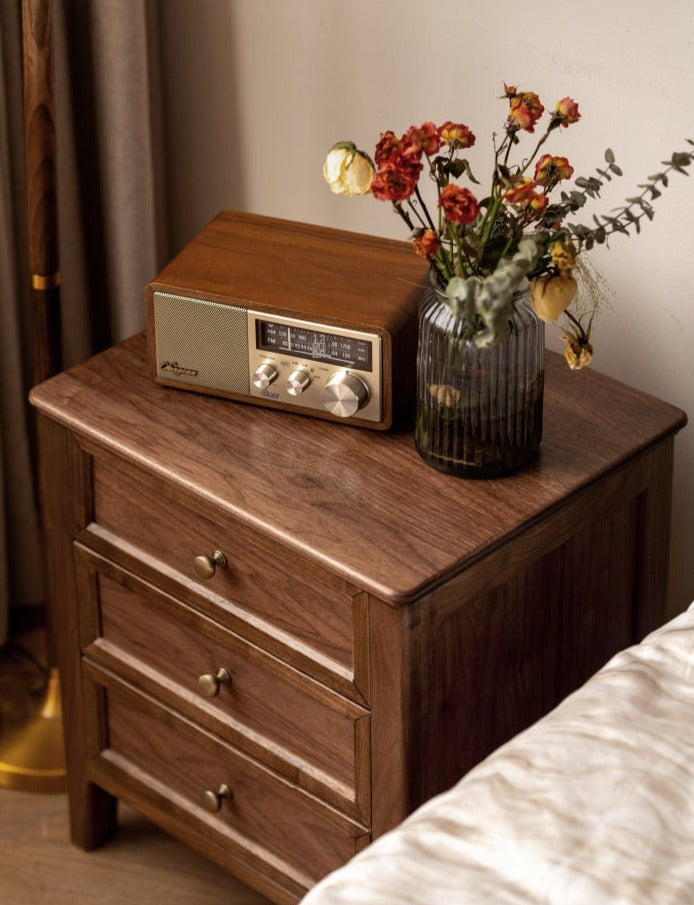 Black Walnut Solid Wood Nightstand.